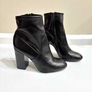 Rebecca Minkoff Black Leather Block Heel Ankle Boots Size 7.5 | Designer Shoes